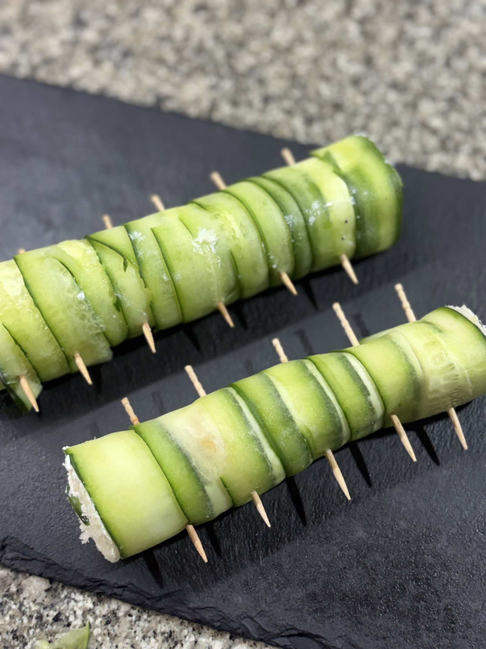 Step 5.1: Slide toothpicks into the log at even intervals