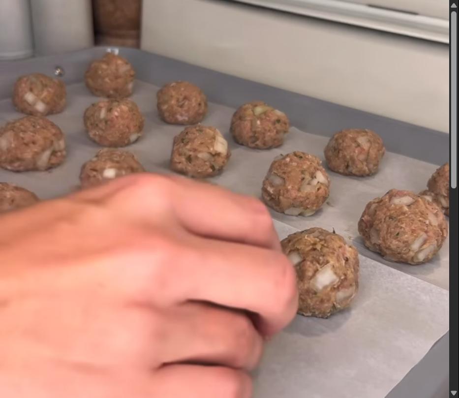 Step 1.1: Form the mixture into meatballs and place them on a parchment-lined baking sheet