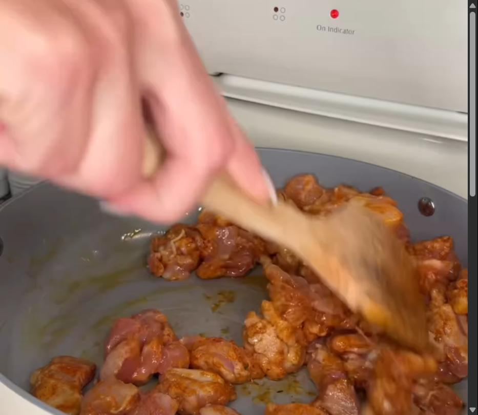 Step 2.1: Cook the chicken until no longer pink and the outsides are browned