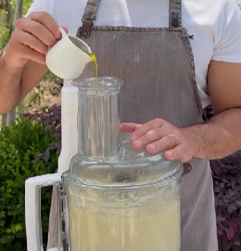 Step 1.1: Finish by mixing in the olive oil for a glossy finish