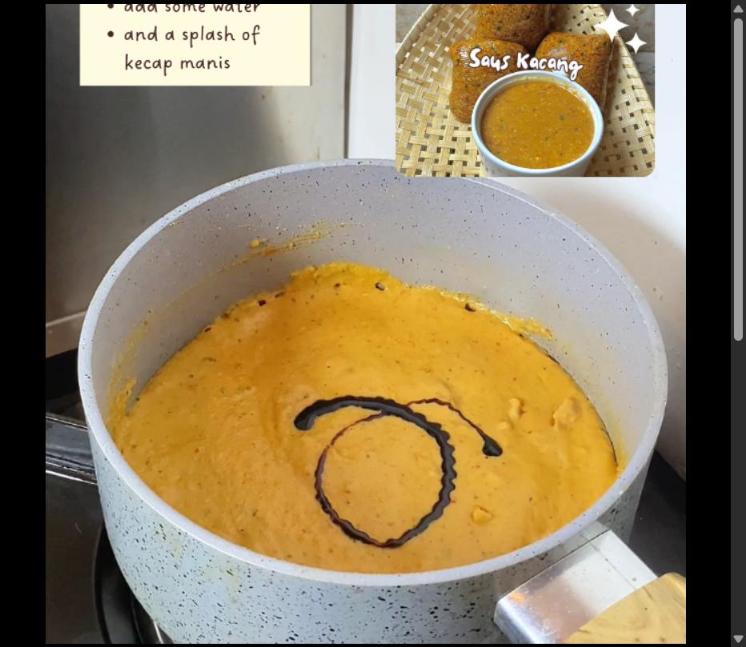 Step 3.1: Blend the peanut sauce base, add some water, and a splash of kecap manis
