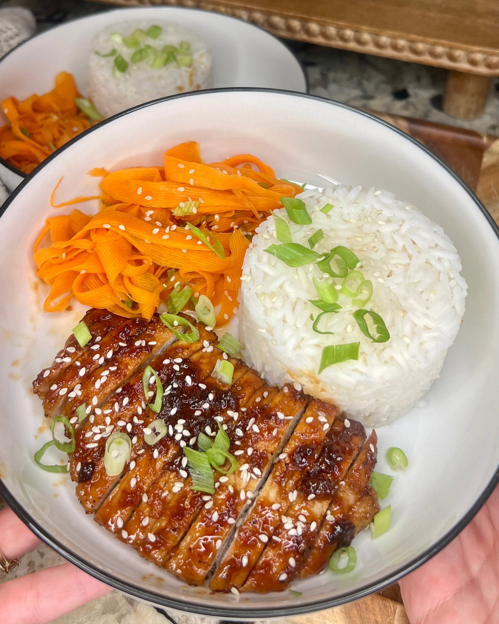 Honey and Soy Glazed Pork Chops with Carrot Ribbon Salad recipe