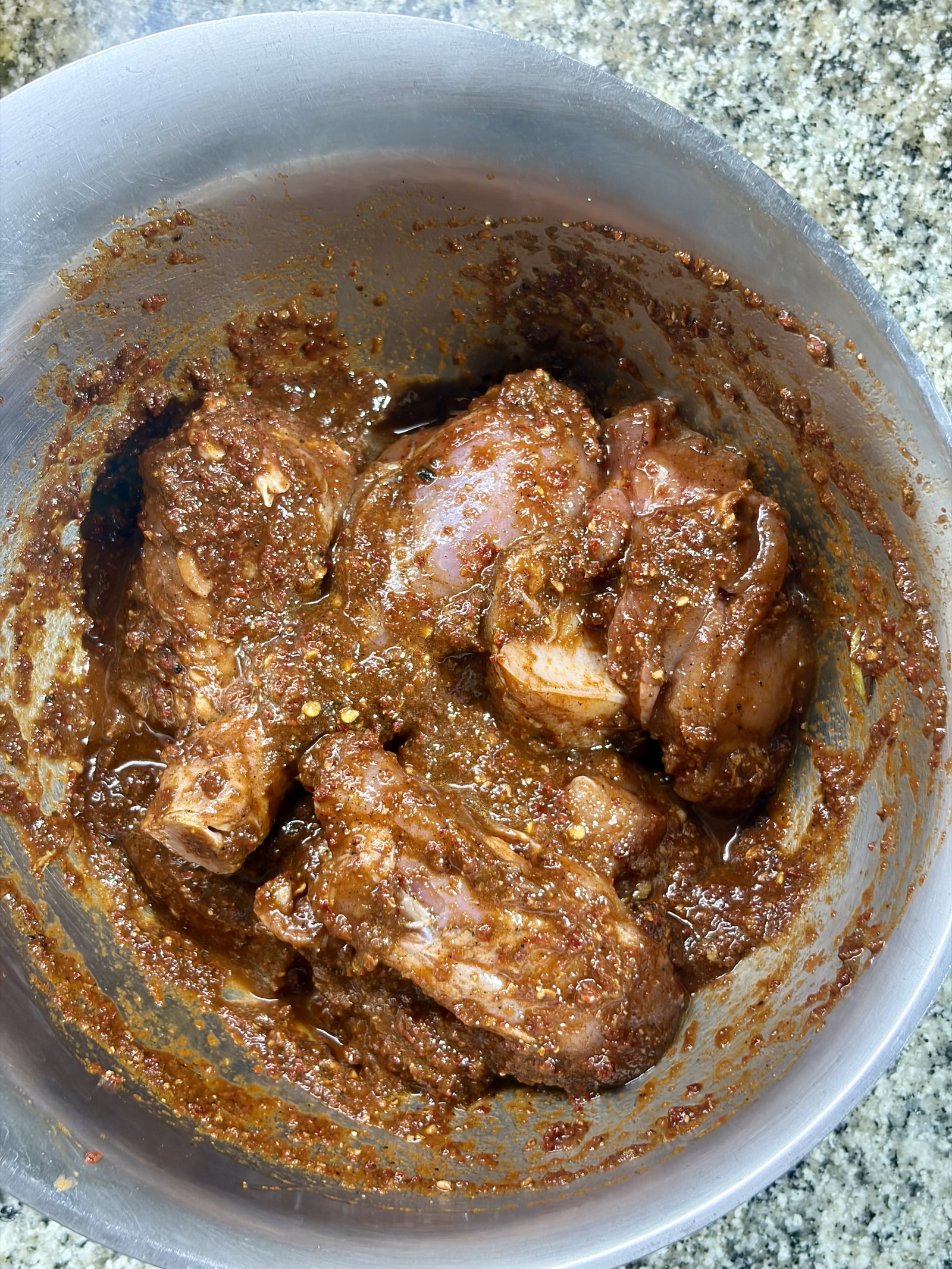Step 3.1: Rub the masala paste all over the chicken pieces