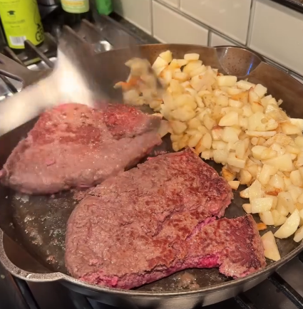 Step 2.1: Add ground beef and cook until browned, breaking it up as it cooks