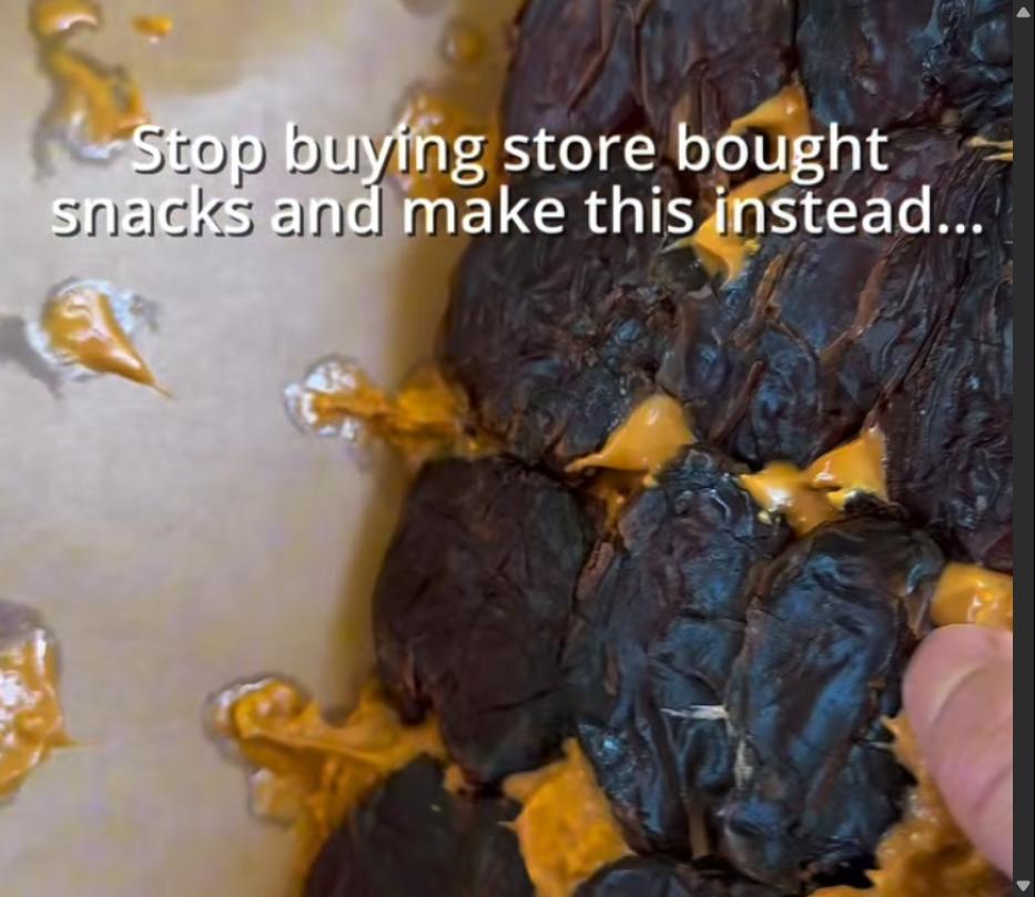 Step 1.1: Line Medjool dates into a loaf pan, then lay parchment paper over them and smash down with the bottom of a glass until flattened