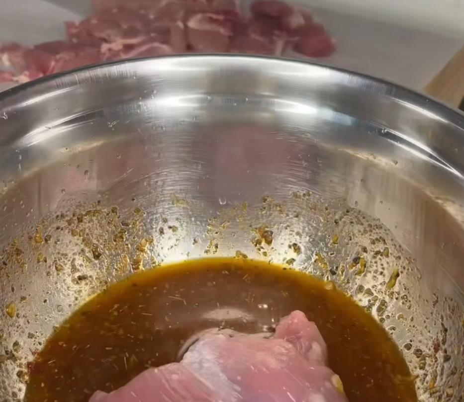 Step 1.1: Add chicken thighs to the marinade, cover, and refrigerate for at least 30 minutes