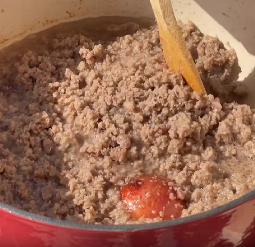 Step 1.1: Continue cooking until the fat fully separates and the edges sizzle