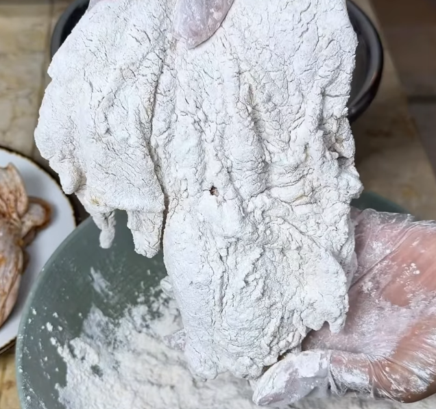 Step 2.1: Shake off the excess coating