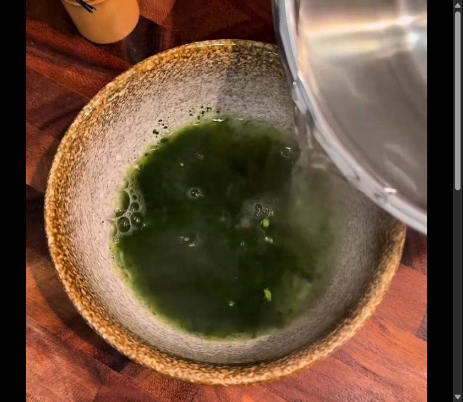 Step 2.1: Add matcha powder and warm water into a small bowl