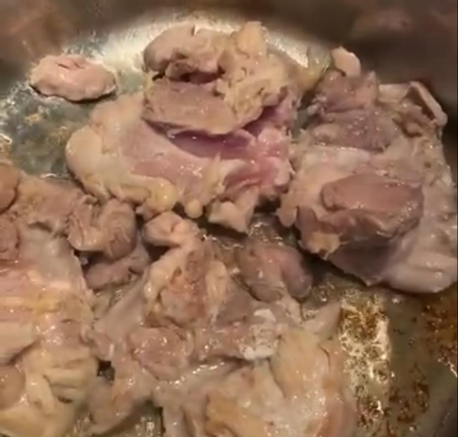 Step 1.1: Season chicken thighs with salt and pepper, then brown both sides in a pot using olive oil