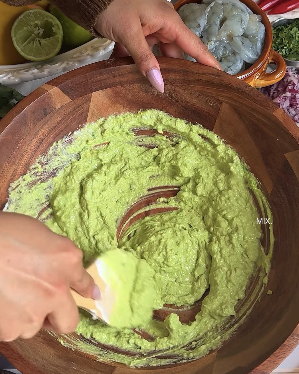 Step 3.3: Add sour cream, ground cumin, lime juice, and salt, then mix well until creamy