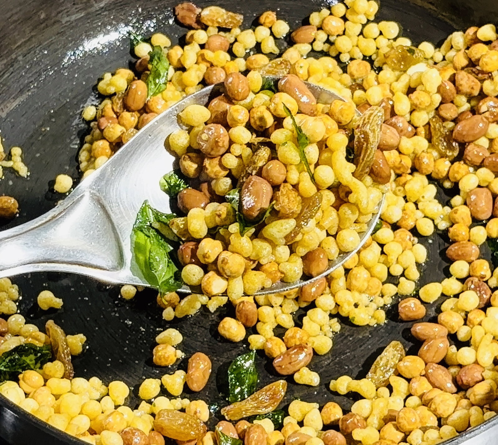 Step 2.2: Add the boondi and toss everything evenly