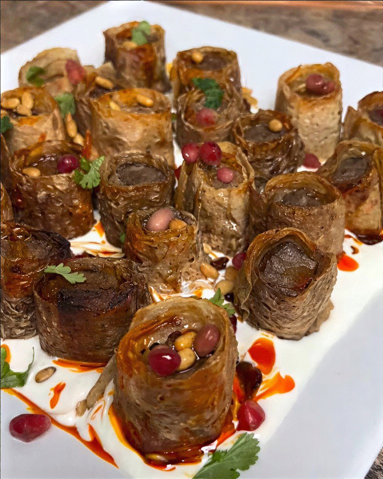 Kefta Rolls with Yogurt and Pepper Sauce recipe