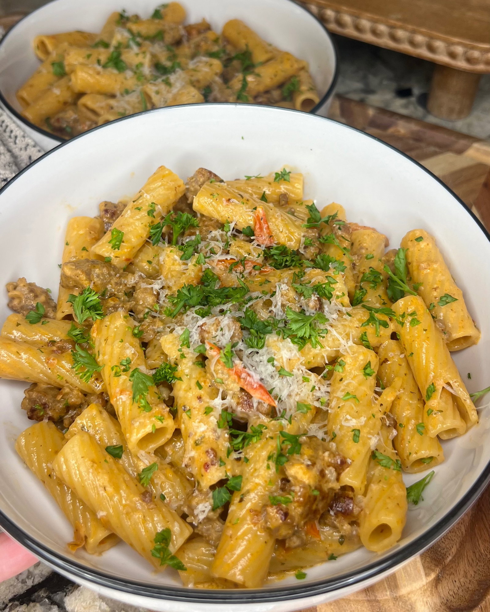 Creamy Sun-Dried Tomato Pesto Rigatoni with Italian Sausage recipe