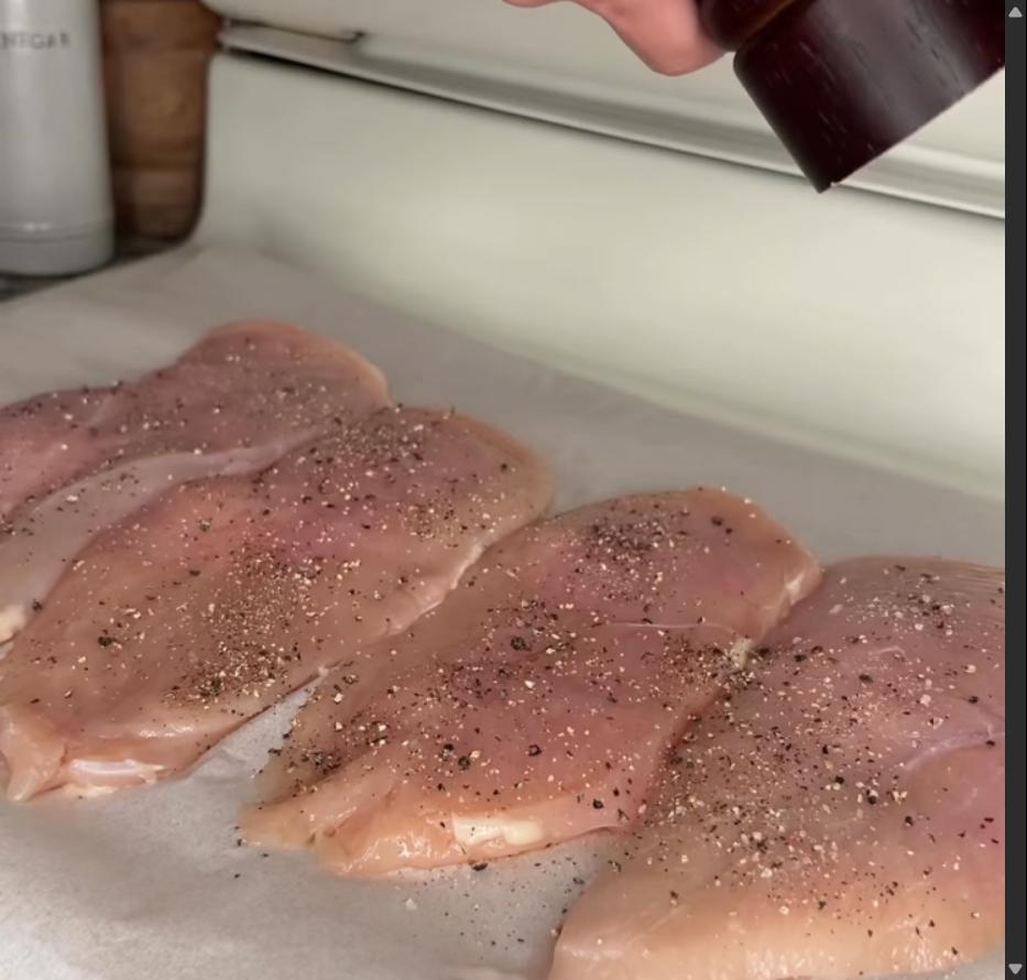 Step 1.1: Season both sides of the chicken with salt, pepper, and paprika