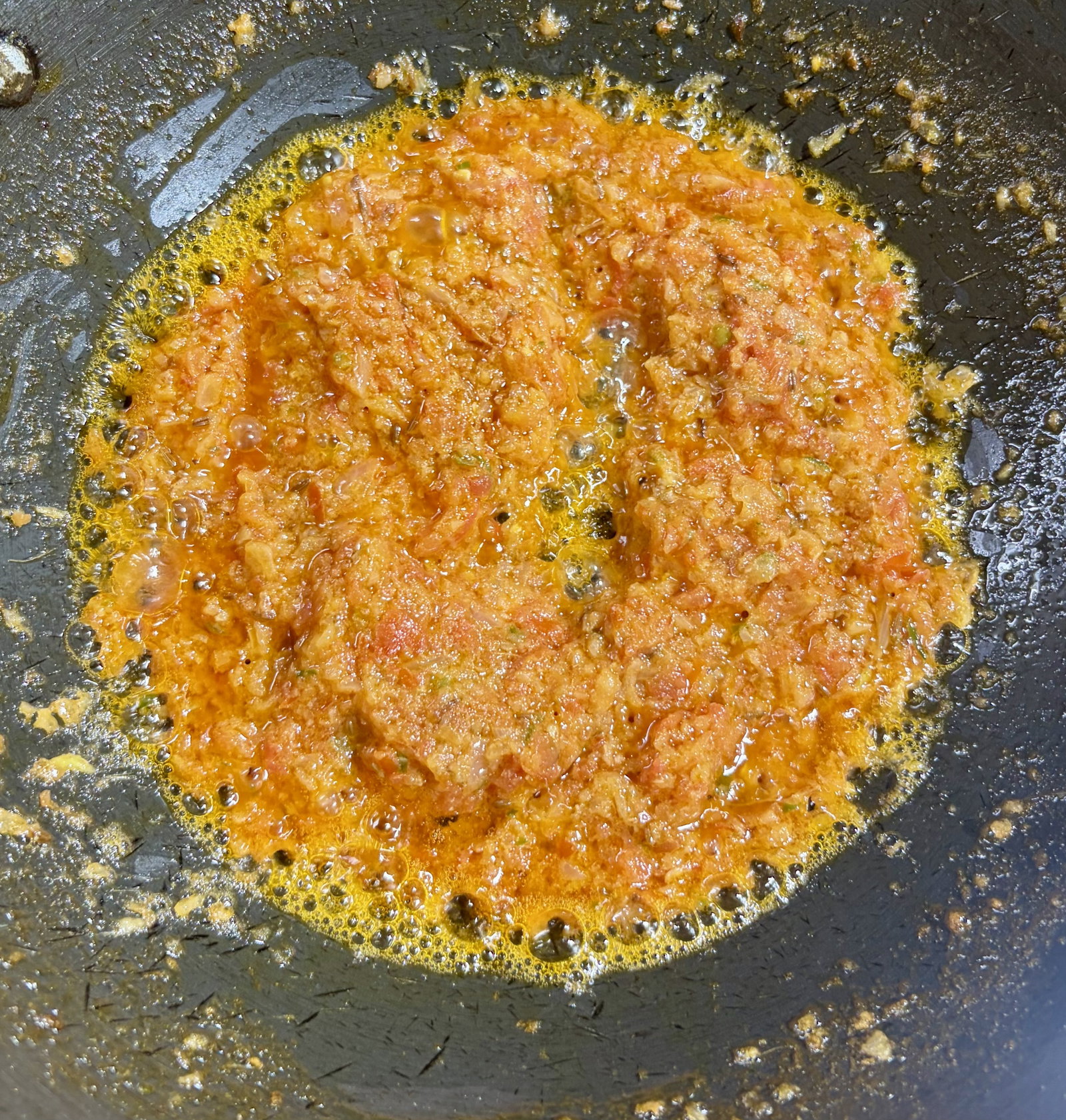 Step 2.1: Add tomato puree and cook for 2-3 minutes