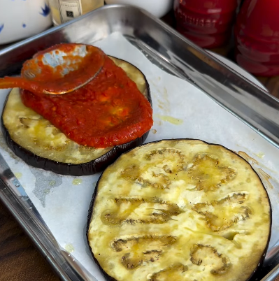 Step 1.1: Remove from oven, add a spoonful of marinara on each round, then top with cheese and optional toppings