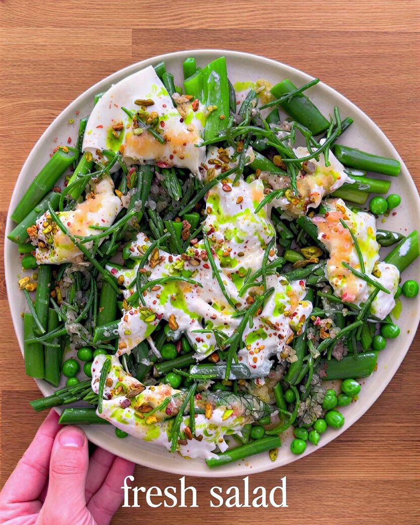 Spring Salad with Burrata, Asparagus, and Umami Vinaigrette recipe