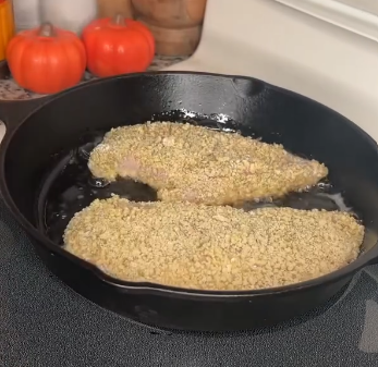 Step 1.1: Heat avocado oil in a cast iron pan and cook chicken on both sides until crispy, golden brown, and the internal temperature reaches 165°F
