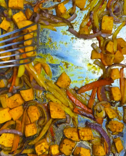 Step 1.1: Roast the vegetables for 20 minutes, stirring halfway through