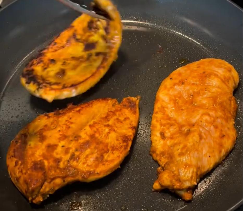 Step 1.1: Grill the marinated chicken over high heat until charred on the outside and cooked through