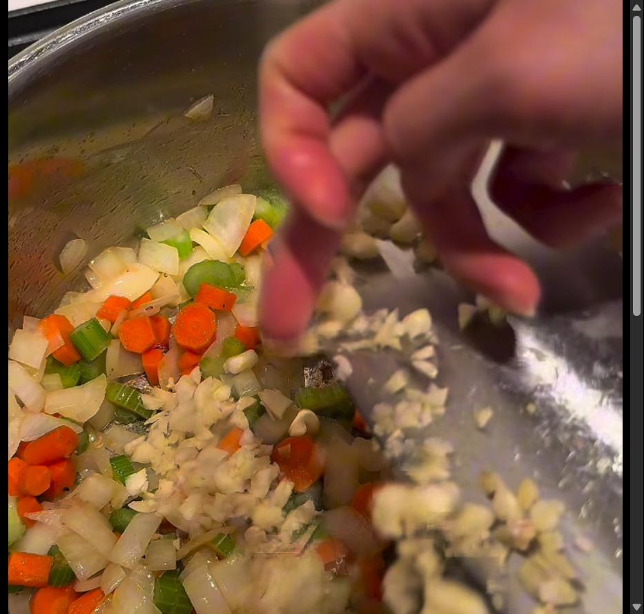 Step 2.1: Add garlic and bay leaves to the pot and sauté for 1 minute until fragrant