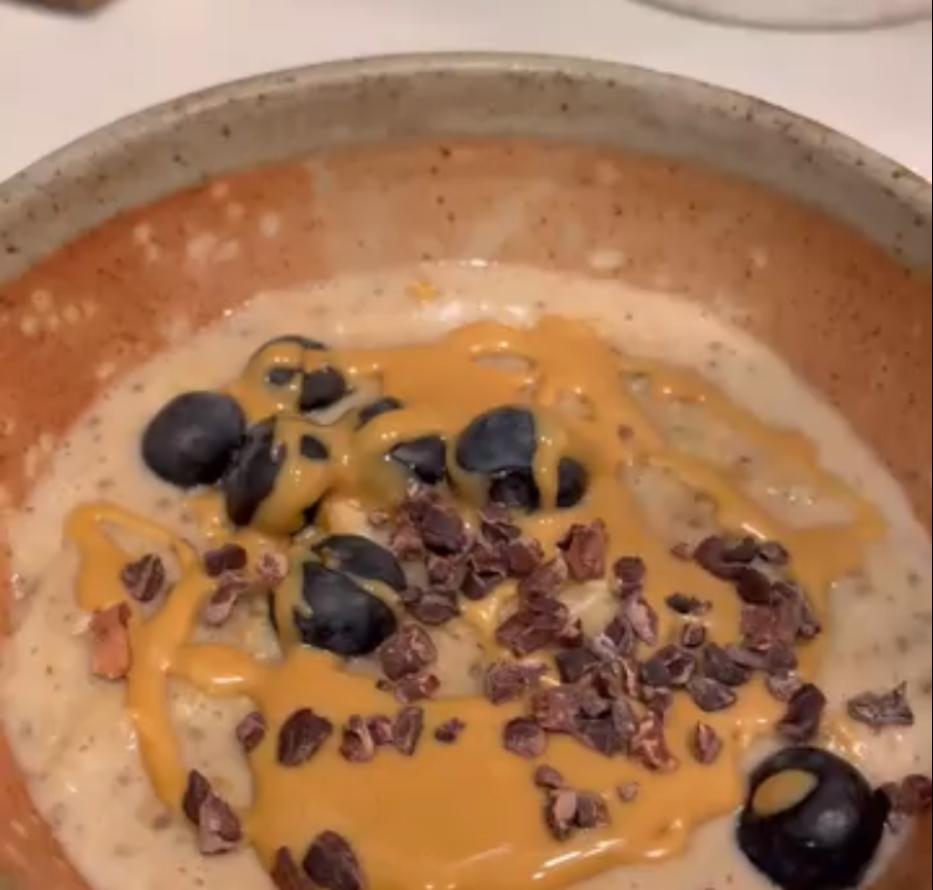Step 1.1: Top with cacao nibs, blueberries, and peanut butter