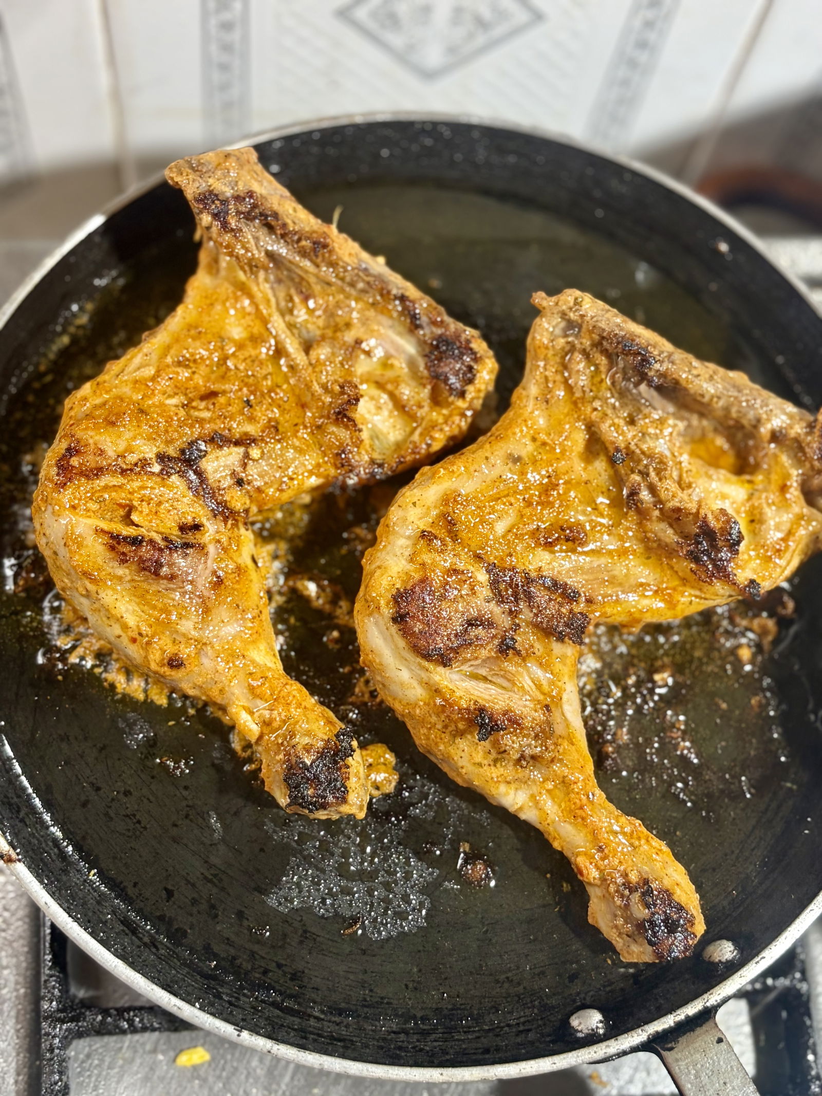 Step 1.1: Heat 2 tablespoons of oil in a wide non-stick pan over medium-high heat