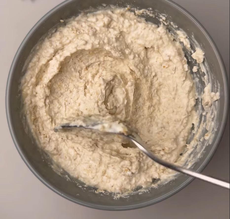 Step 1.1: Mix the oat flour, vanilla protein powder, Greek yogurt, and honey until smooth