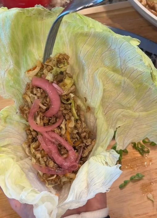 Step 1.1: Spoon into lettuce cups, sprinkle with sesame seeds, and wrap like tacos or burritos