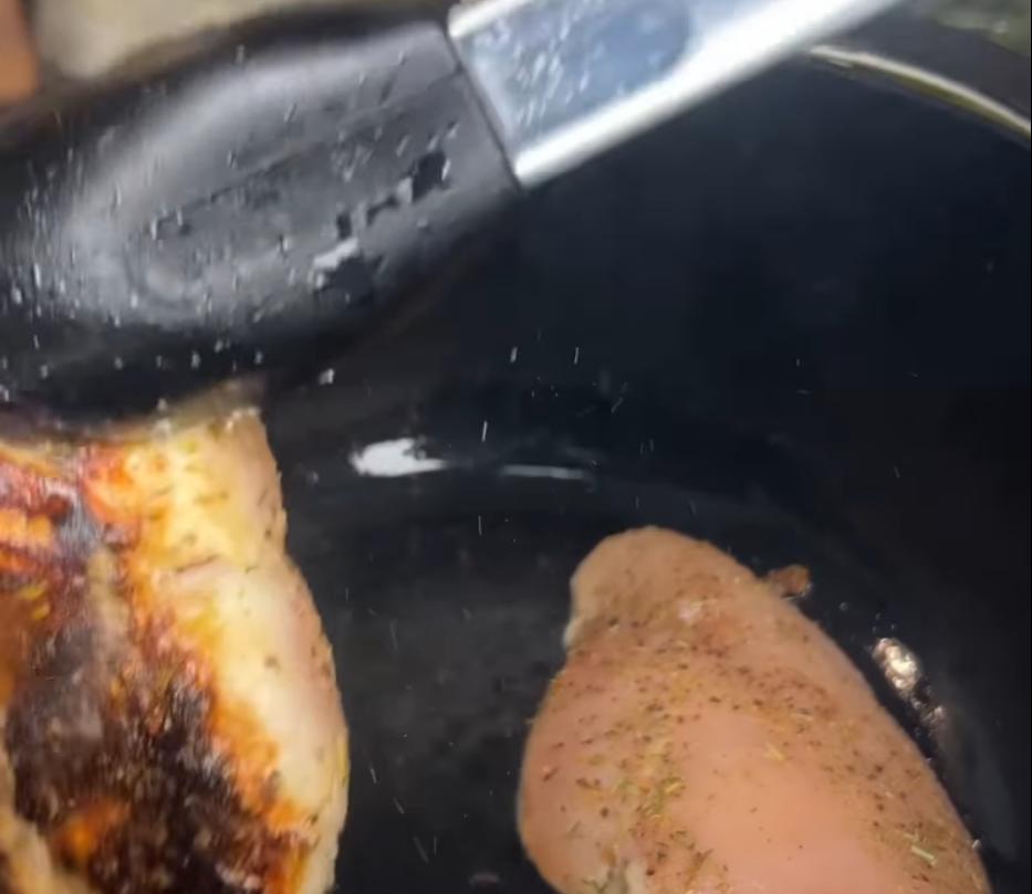Step 1.1: Sear chicken in the pot until the outsides develop a brown crust