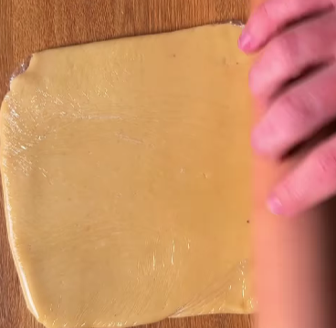Step 1.1: Roll out the dough slightly, wrap in plastic, and refrigerate for 1 hour