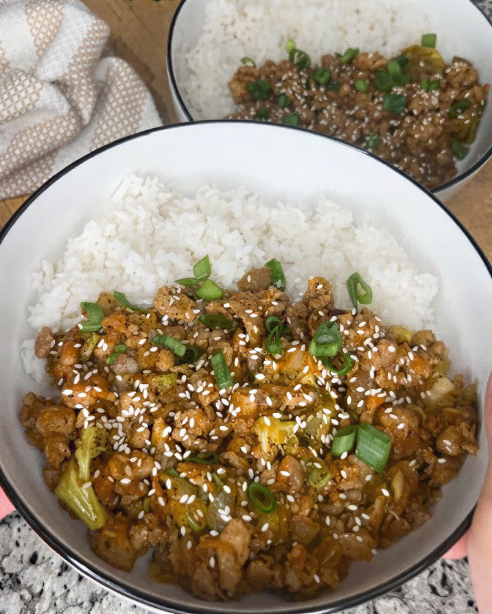 Teriyaki Ground Turkey Rice Bowls recipe
