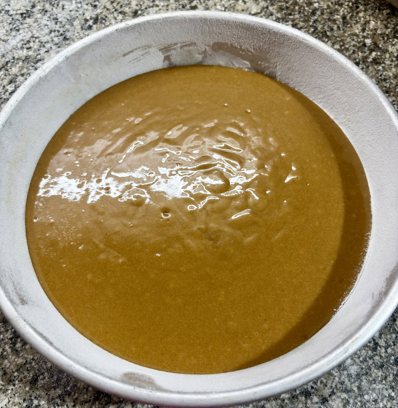 Step 3.2: Pour the smooth batter into the prepared tin and tap it 2–3 times on the counter to release trapped air bubbles