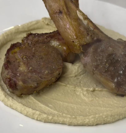 Step 4.1: Top with lamb chops and spoon the salad alongside