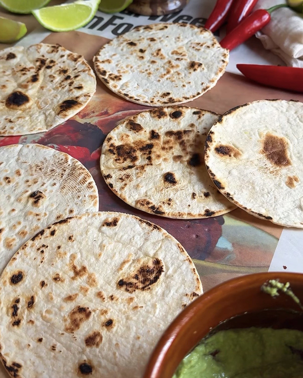 Step 4.2: Toast the tortillas on a hot pan until they are slightly charred on both sides
