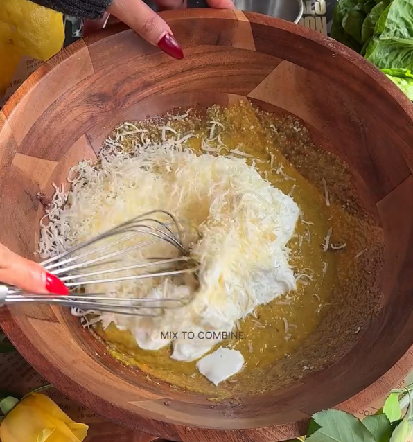 Step 2.1: Add blended low-fat cottage cheese, sour cream, and grated parmesan