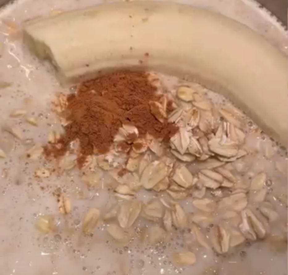 Step 1.1: Add GF sprouted rolled oats and milk of choice to a small saucepan