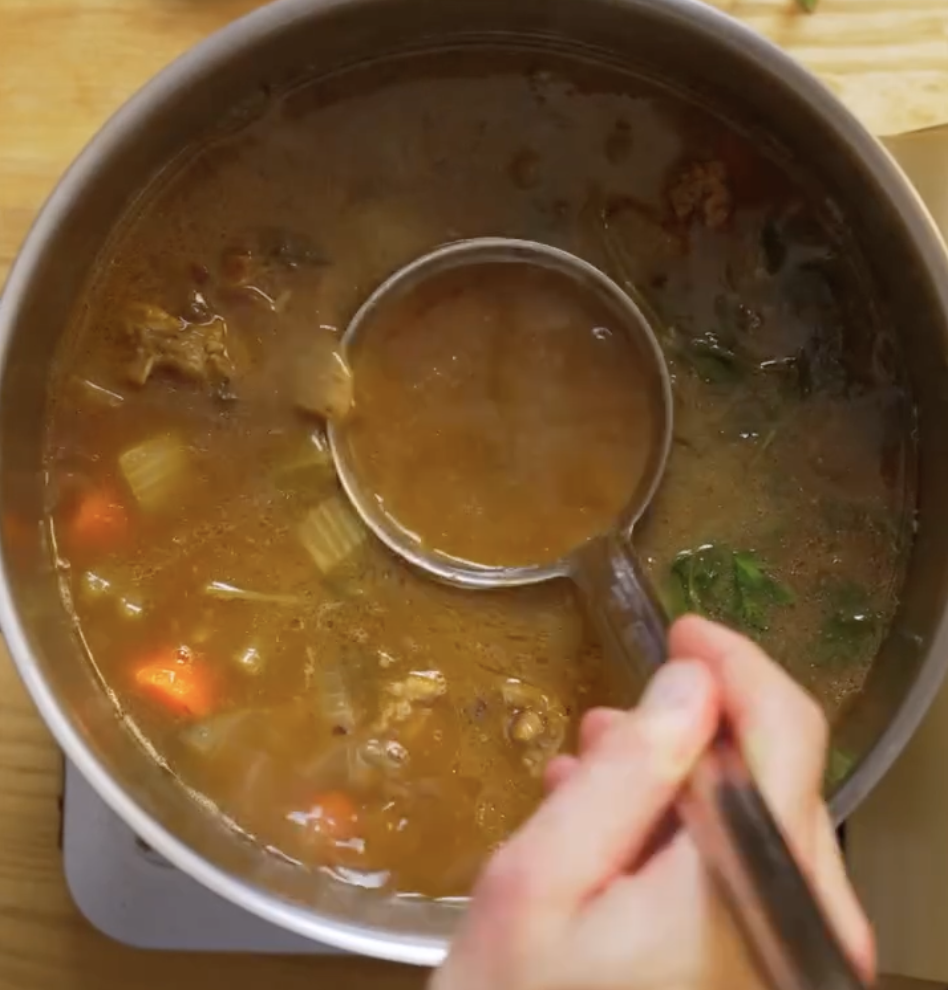 Step 1.1: Cover with cold water, bring slowly to a simmer, and skim off any impurities