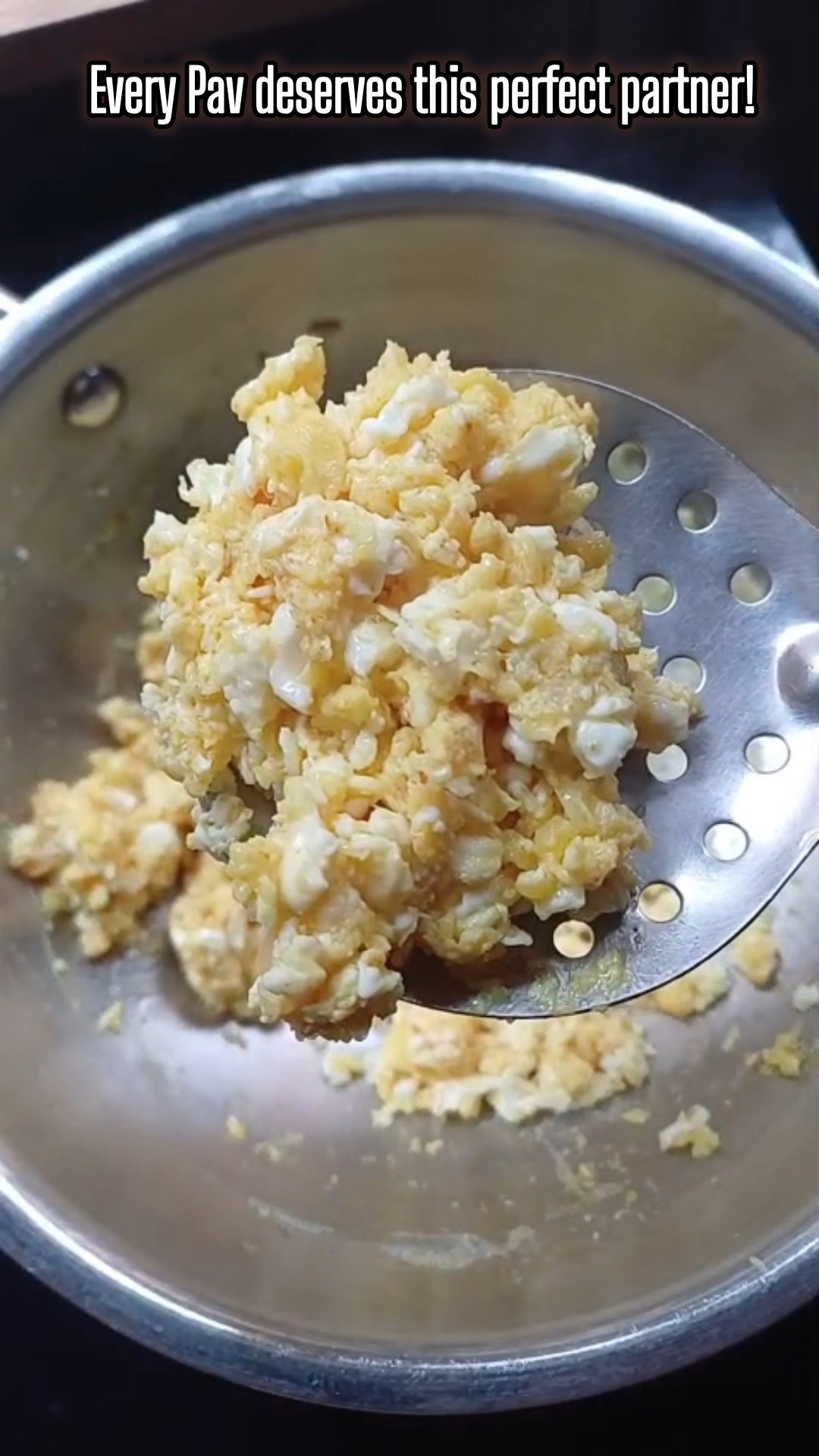 Step 1.2: Scramble eggs with oil, turmeric powder, and a pinch of salt