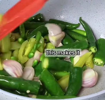 Step 1.1: Sauté the green chilies, green tomatoes, shallots, and garlic briefly in a pan until softened