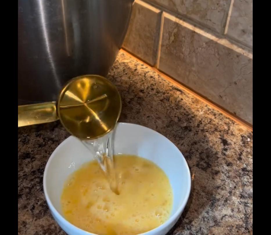 Step 1.1: Mix water, eggs, and active yeast together