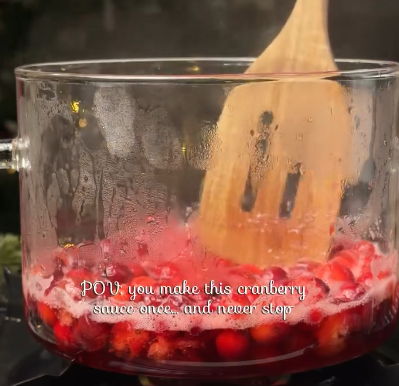 Step 1.1: Add cranberries, water, and sugar to a saucepan