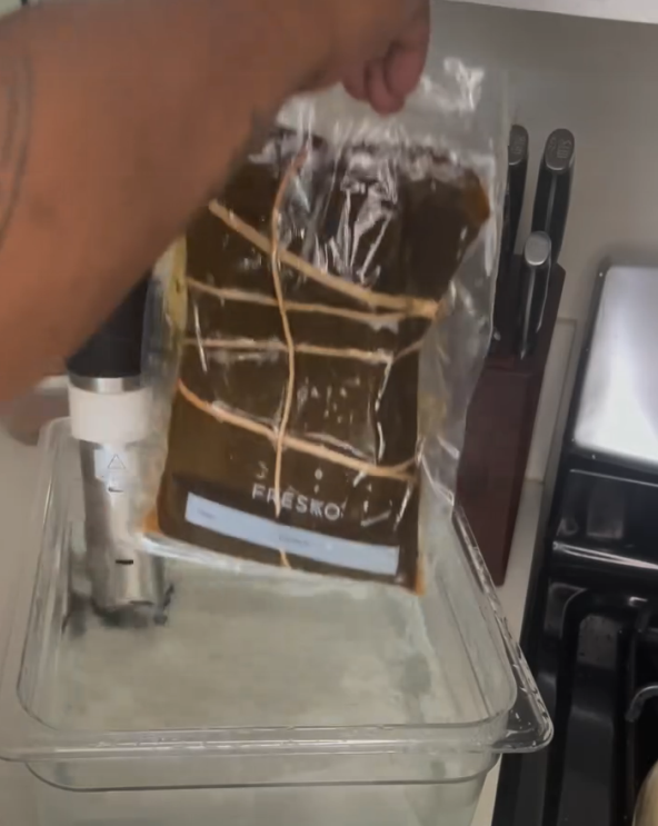 Step 1.1: Sous vide the ribs at 163°F for 12–16 hours until tender and infused with flavor