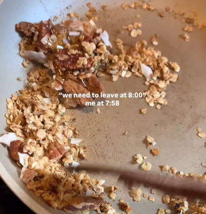Step 1.1: Toast everything in the pan, stirring often, until the oats start to turn golden and fragrant