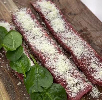 Step 1.1: Layer on the Parmesan, spinach, and sun-dried tomatoes