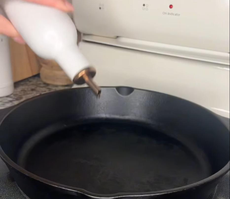 Step 1.1: Heat olive oil in a cast iron pan on medium/high heat