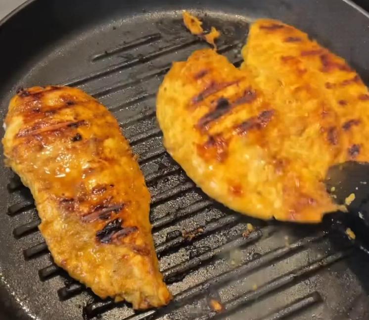 Step 2.1: Cook on medium-high heat with olive oil spray until fully cooked