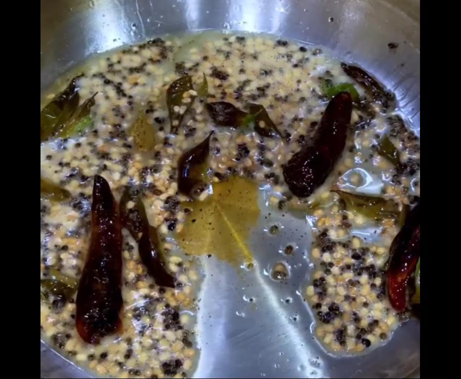 Step 1.1: Add urad dal and sauté till it turns maroonish