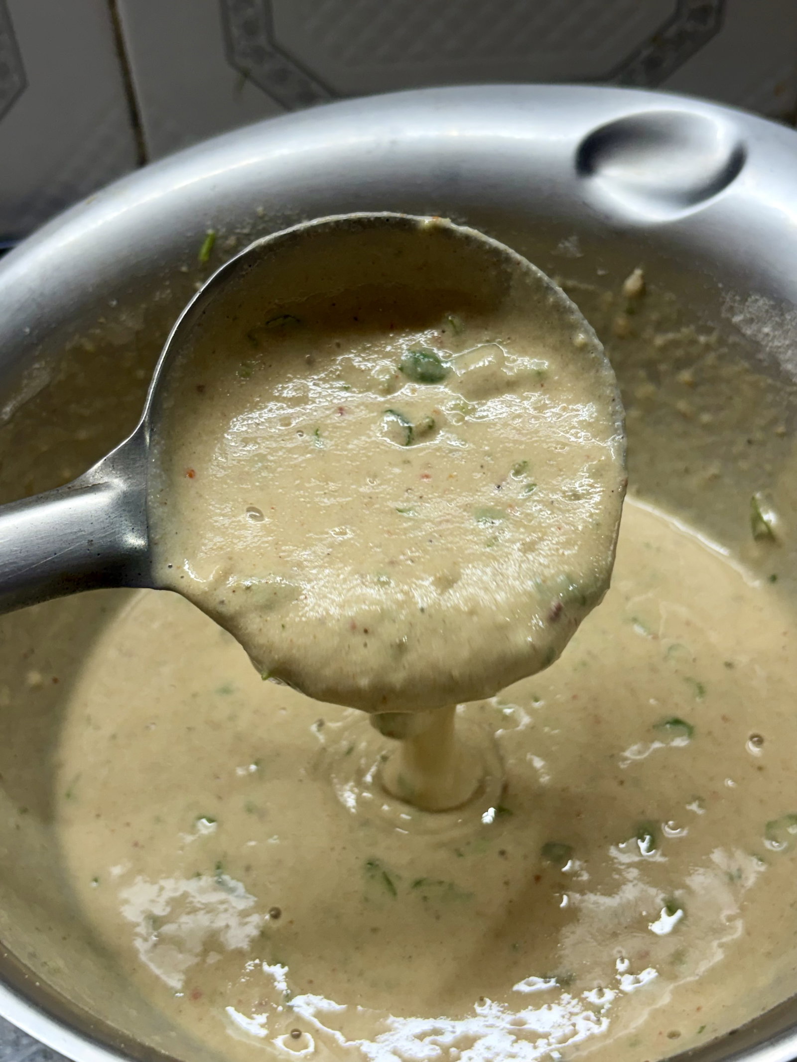 Step 1.1: **Adjust Consistency: **Gradually pour in water while whisking to achieve a smooth, lump-free pourable batter—neither too thick nor too thin